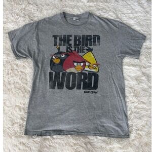 Angry Birds The Bird Is The Word Fifth Sun Mens‎ Gray T Shirt Lg